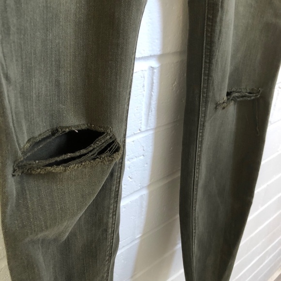 Zara Green Denim High Waist Skinny Sz 2 - Picture 4 of 7